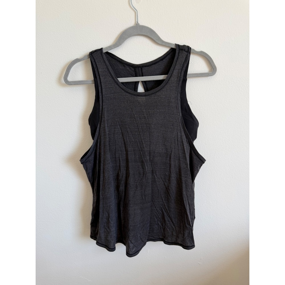 Lululemon 2-in-1 Tank Top Built-in Sports Bra Heathered Charcoal Grey Womens